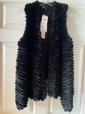 Elle Black Angora Fur Vest